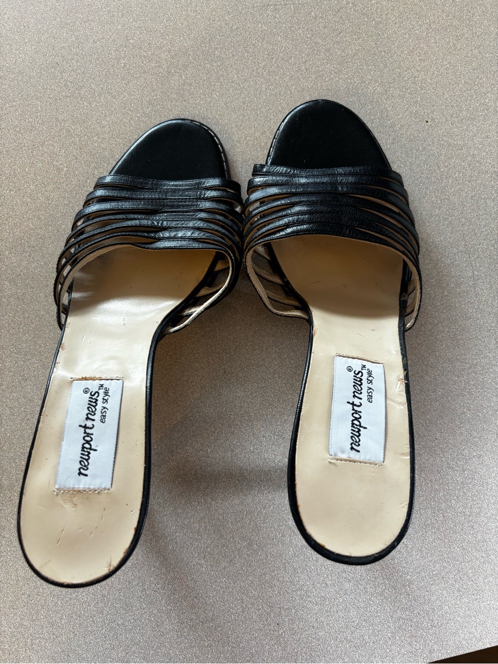 Newport News Black Strappy Kitten Heel Mules - Picture 5 of 9